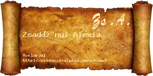 Zsadányi Alexia névjegykártya